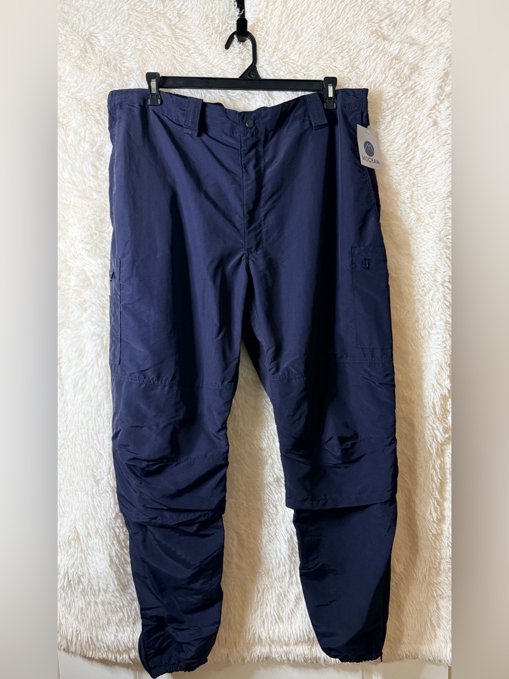 Mocean Tech Zip-Off Large/Long Athletic Nylon Pants Navy Blue Cargo
Vtg  90s Y2K